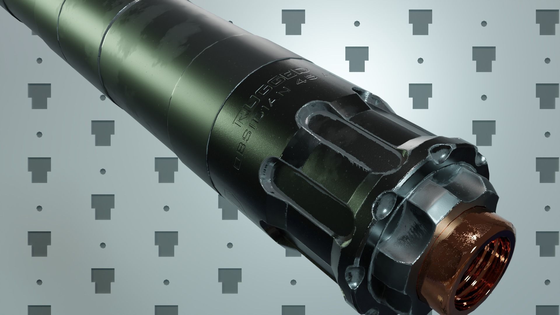 Rugged Supressor Silencer Obsidian 45 ACP Low-poly 3D model_2