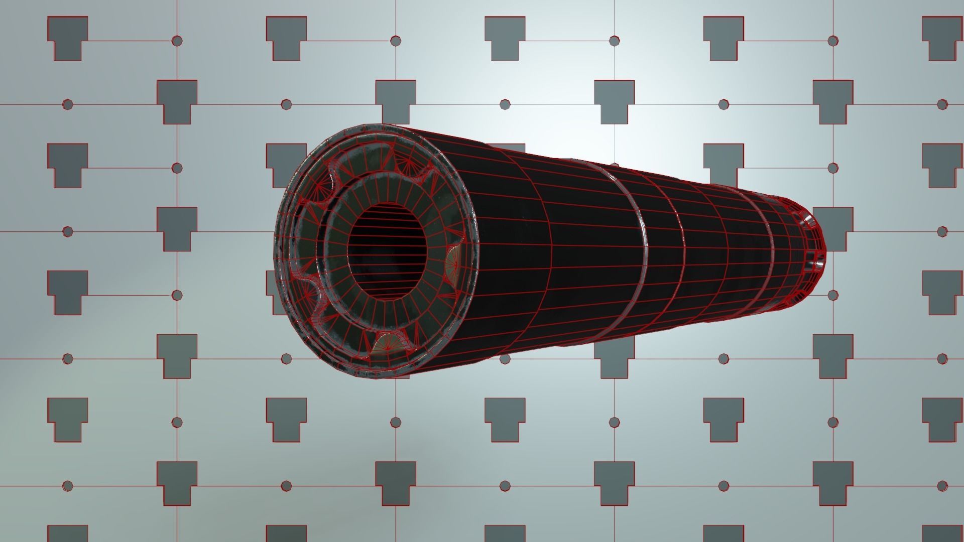 Rugged Supressor Silencer Obsidian 45 ACP Low-poly 3D model_5