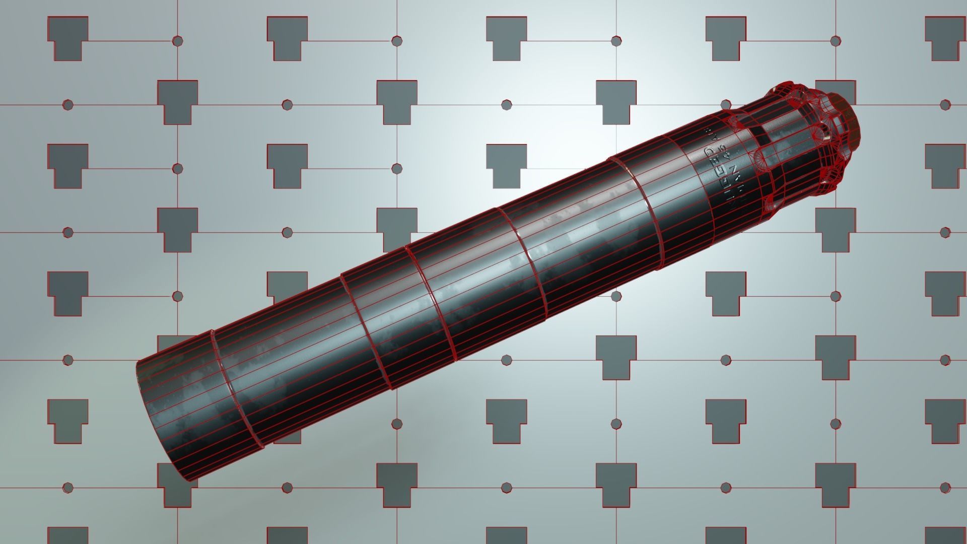 Rugged Supressor Silencer Obsidian 45 ACP Low-poly 3D model_4