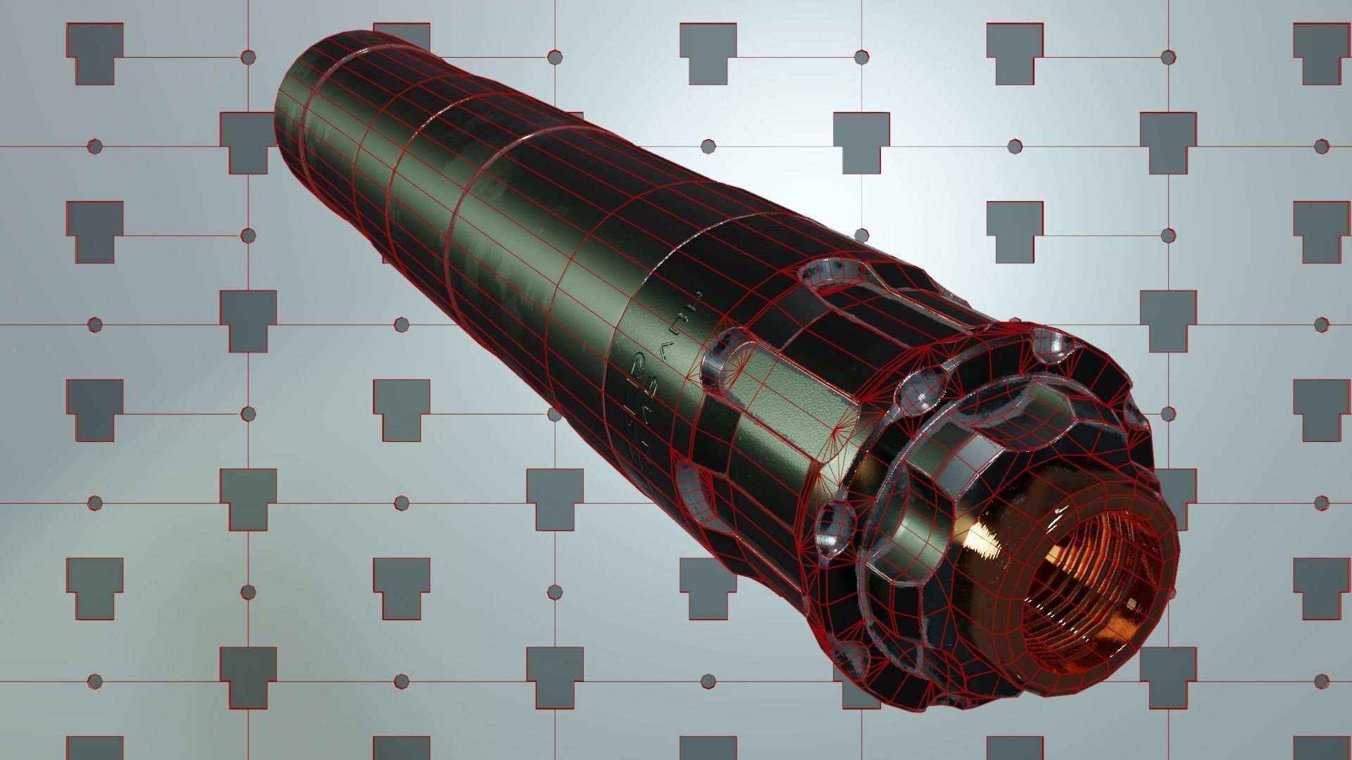 Rugged Supressor Silencer Obsidian 45 ACP Low-poly 3D model_6