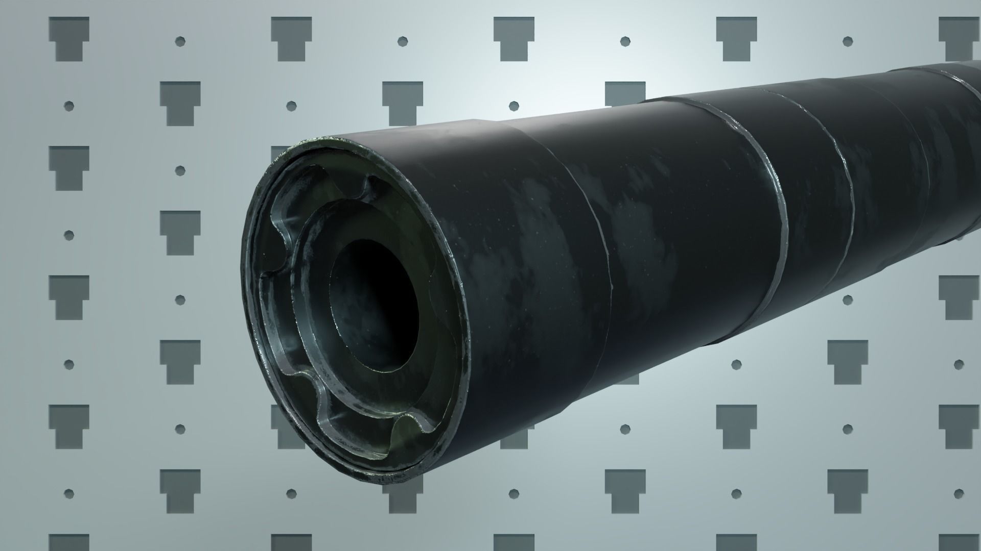 Rugged Supressor Silencer Obsidian 45 ACP Low-poly 3D model_3