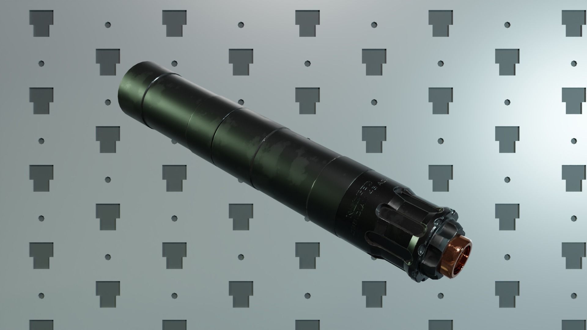 Rugged Supressor Silencer Obsidian 45 ACP Low-poly 3D model_1