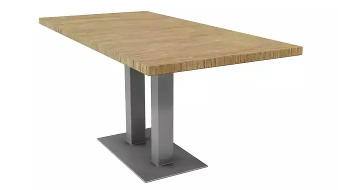 Table with wooden top and metal base