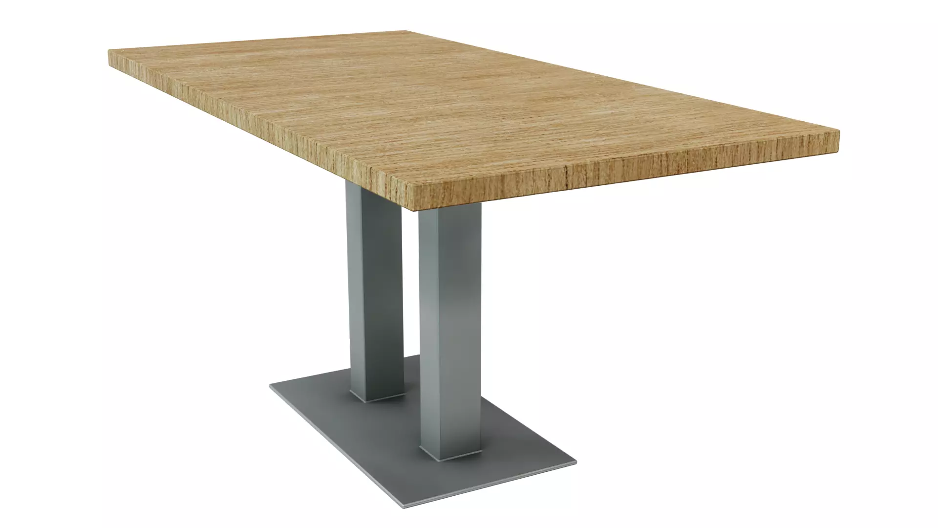 Table with wooden top and metal base Free 3D model