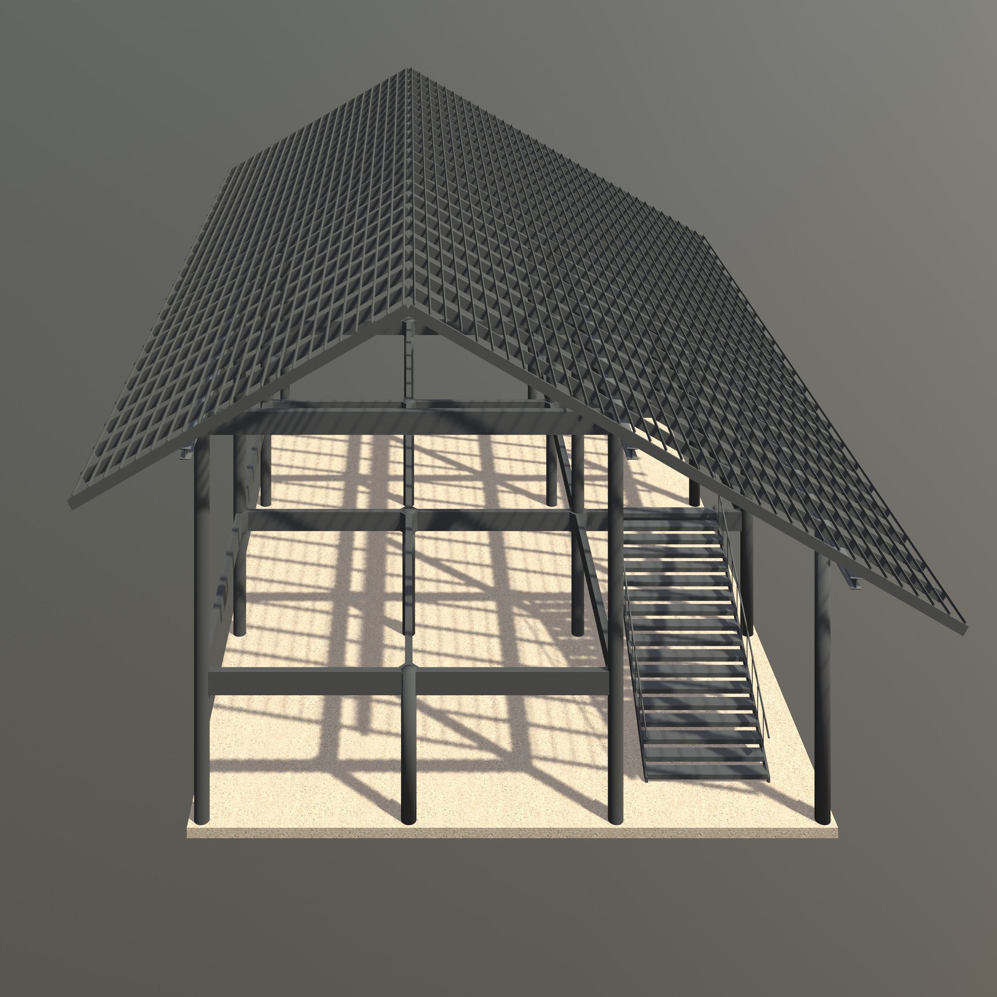 Tropical house structure 3D model_4