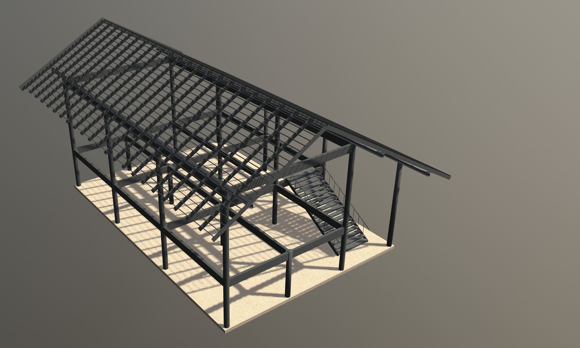 Tropical house structure 3D model_2