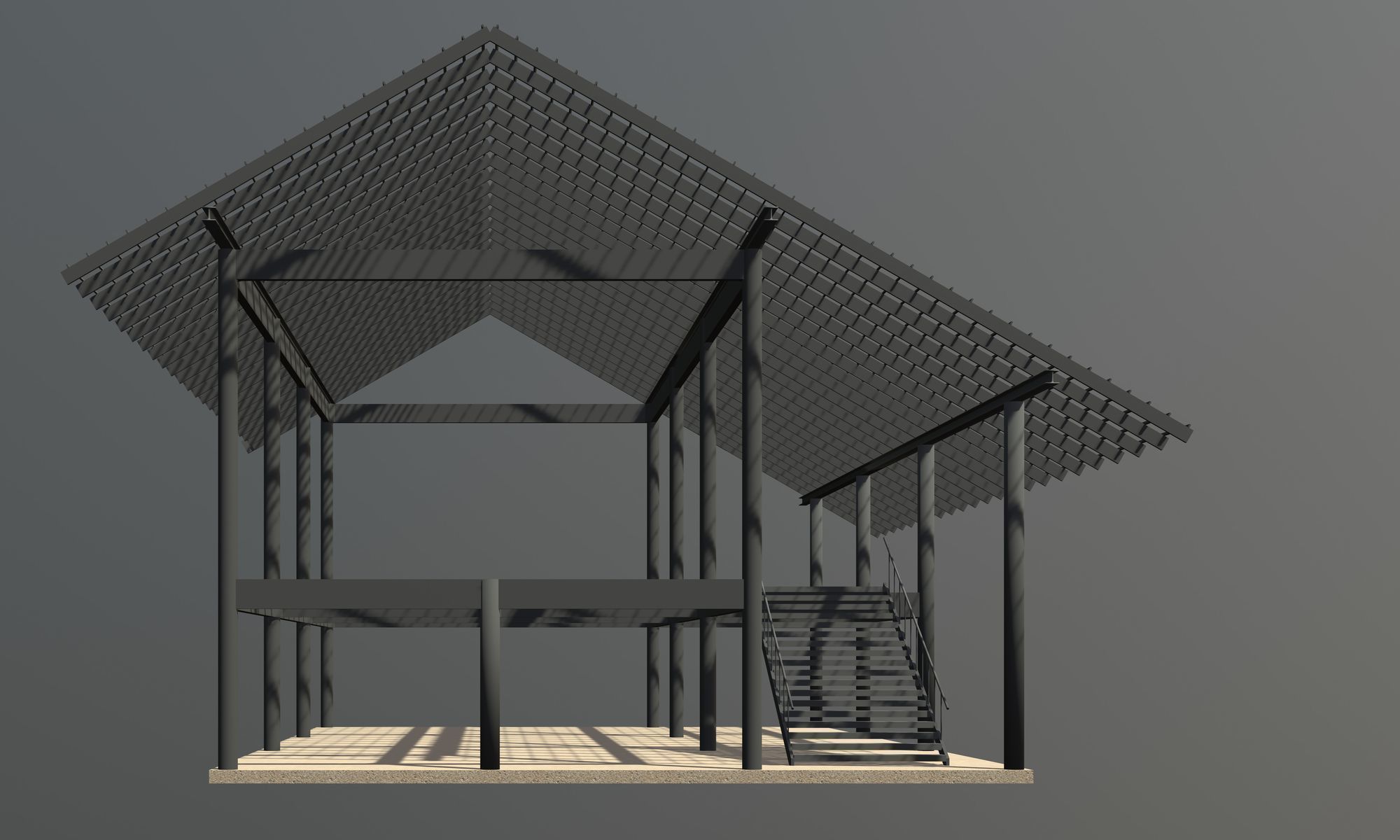 Tropical house structure 3D model_1