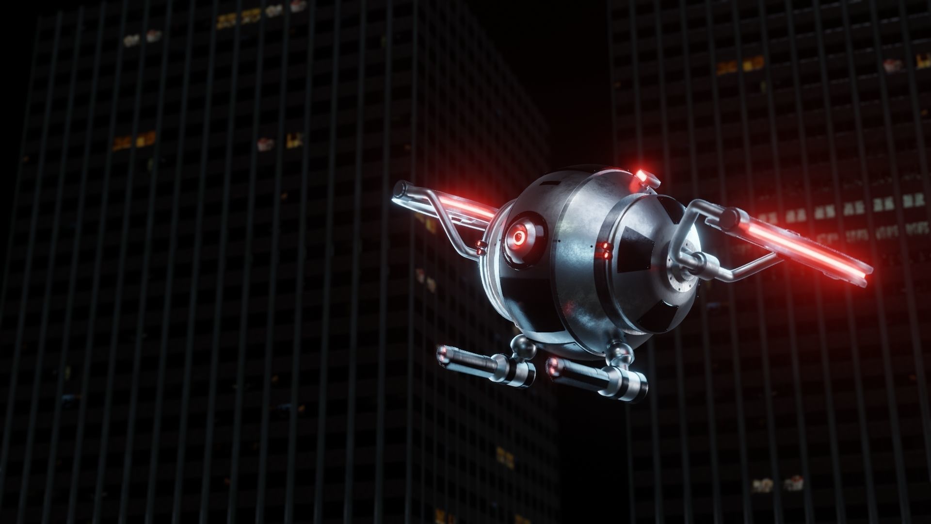 Sci-Fi Security Drone  Free 3D model_4