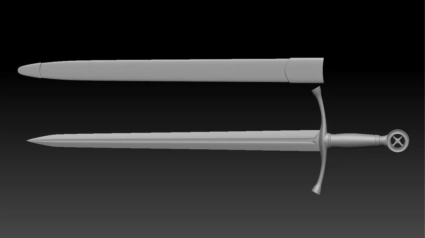 High-poly model sword sheath 3D model_0