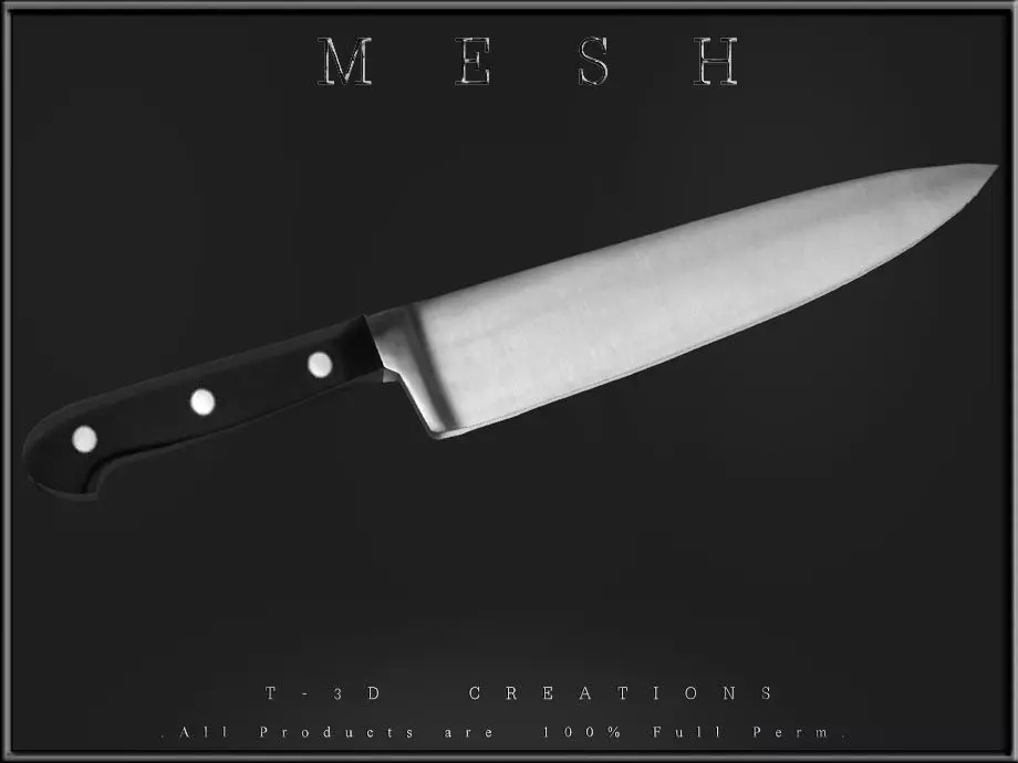 Chefs Knife Low-poly 3D model_0