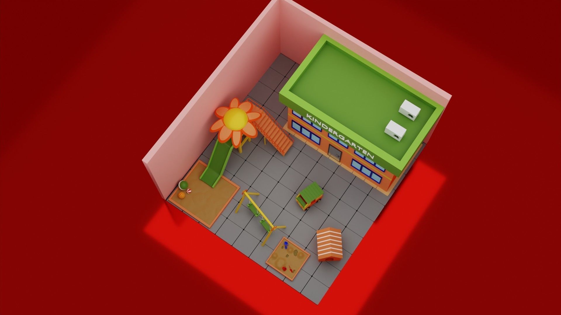 Kindergarten Playground Low-poly 3D model_3