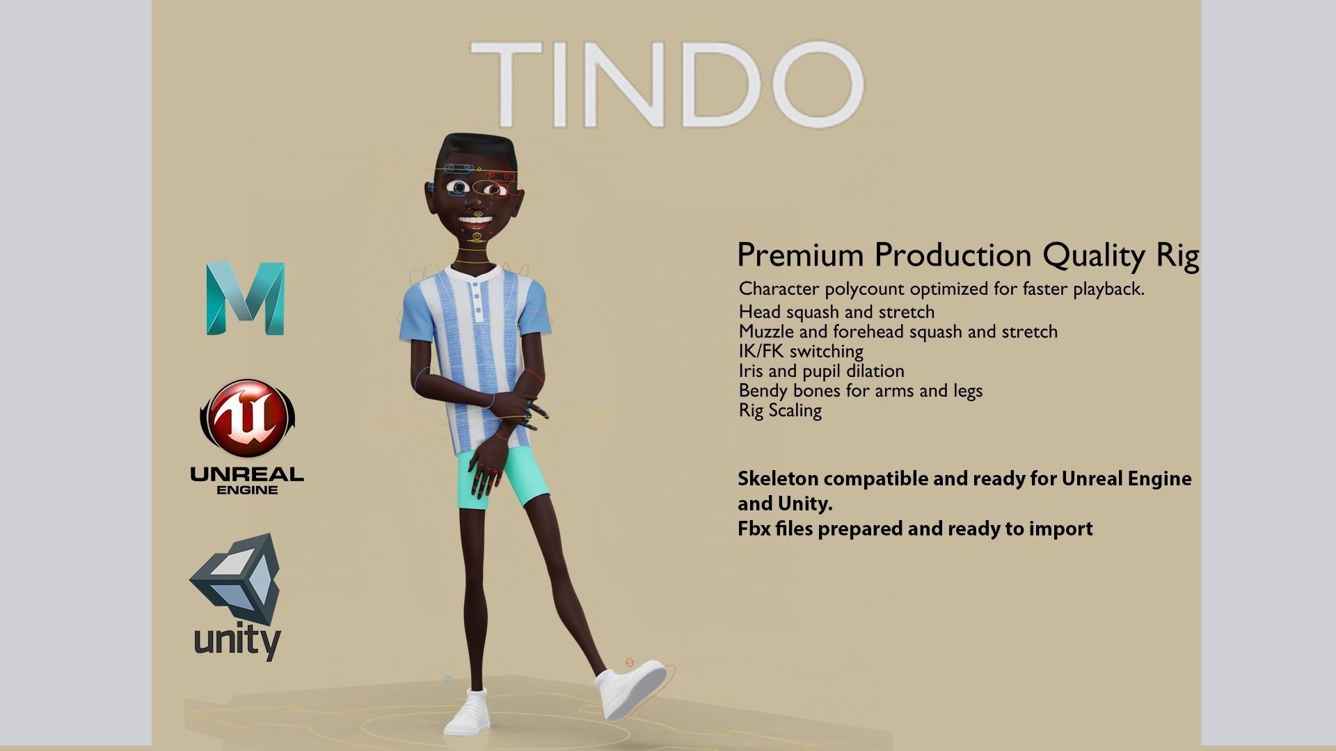 TINDO RIG MAYA VERSION Low-poly 3D model_7
