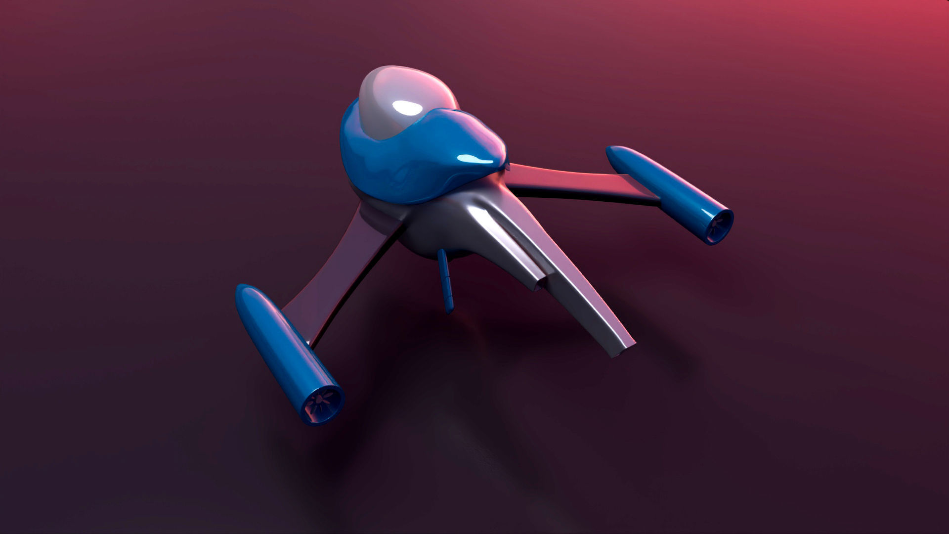 Futuristic Spacecraft Low-poly 3D model_3