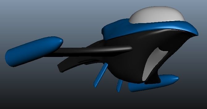 Futuristic Spacecraft Low-poly 3D model_7