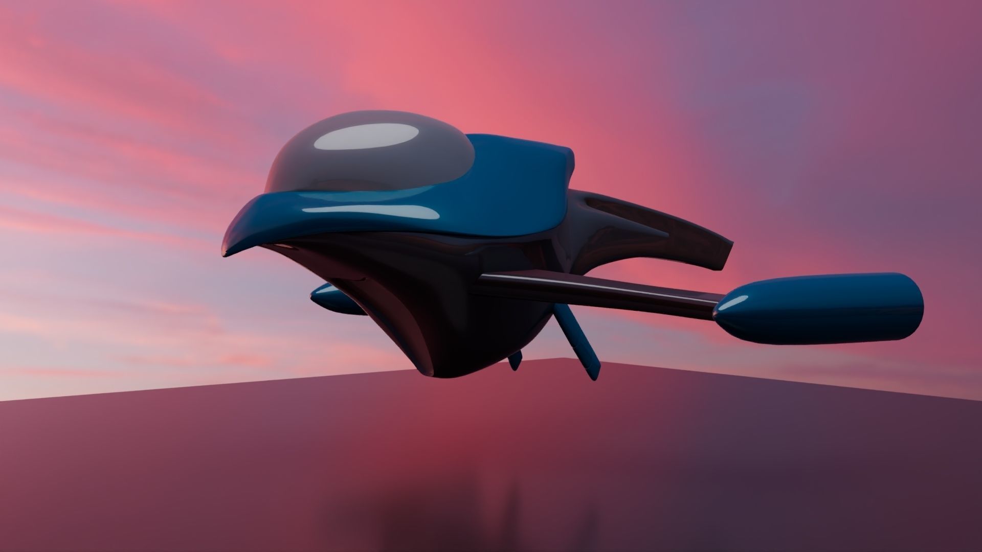 Futuristic Spacecraft Low-poly 3D model_21