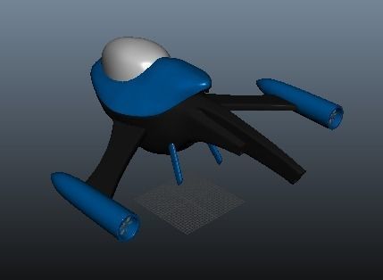 Futuristic Spacecraft Low-poly 3D model_9