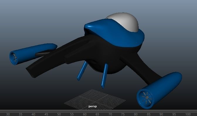 Futuristic Spacecraft Low-poly 3D model_8