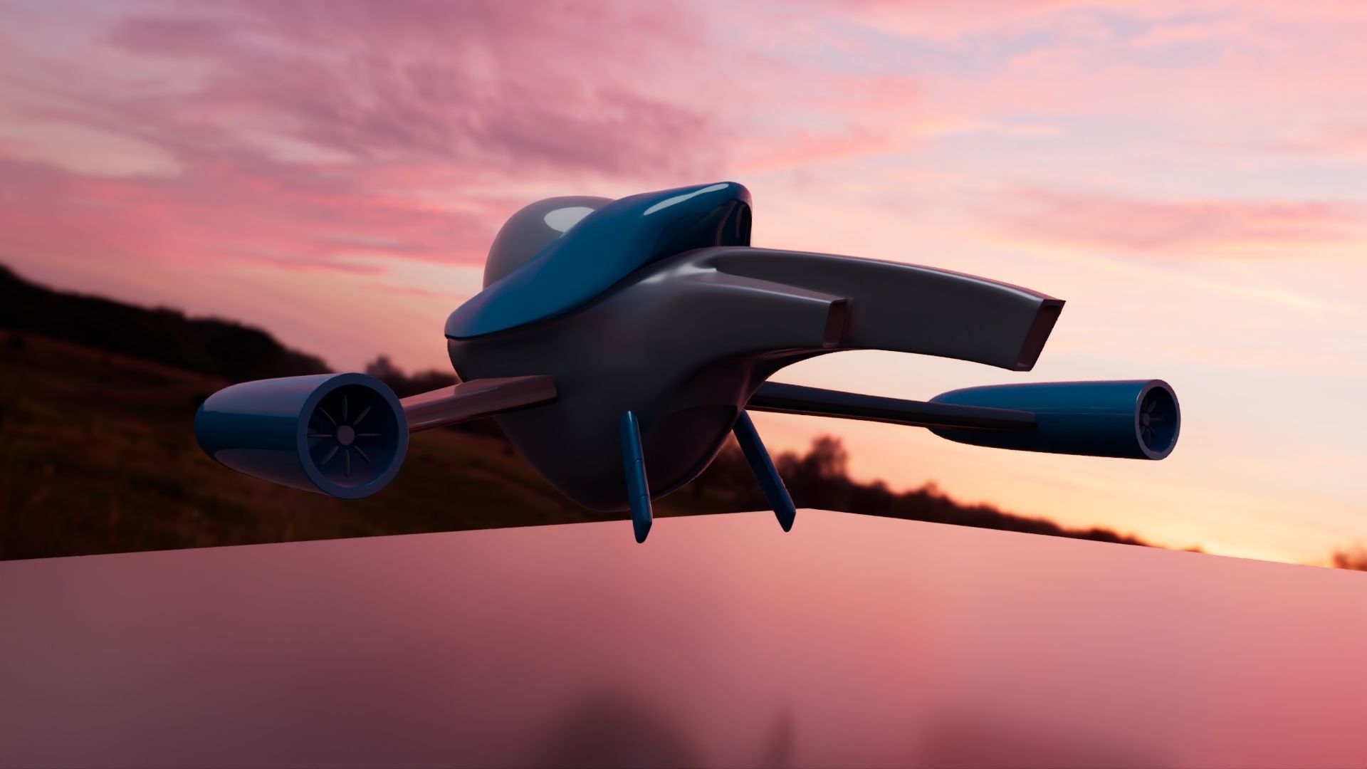 Futuristic Spacecraft Low-poly 3D model_24