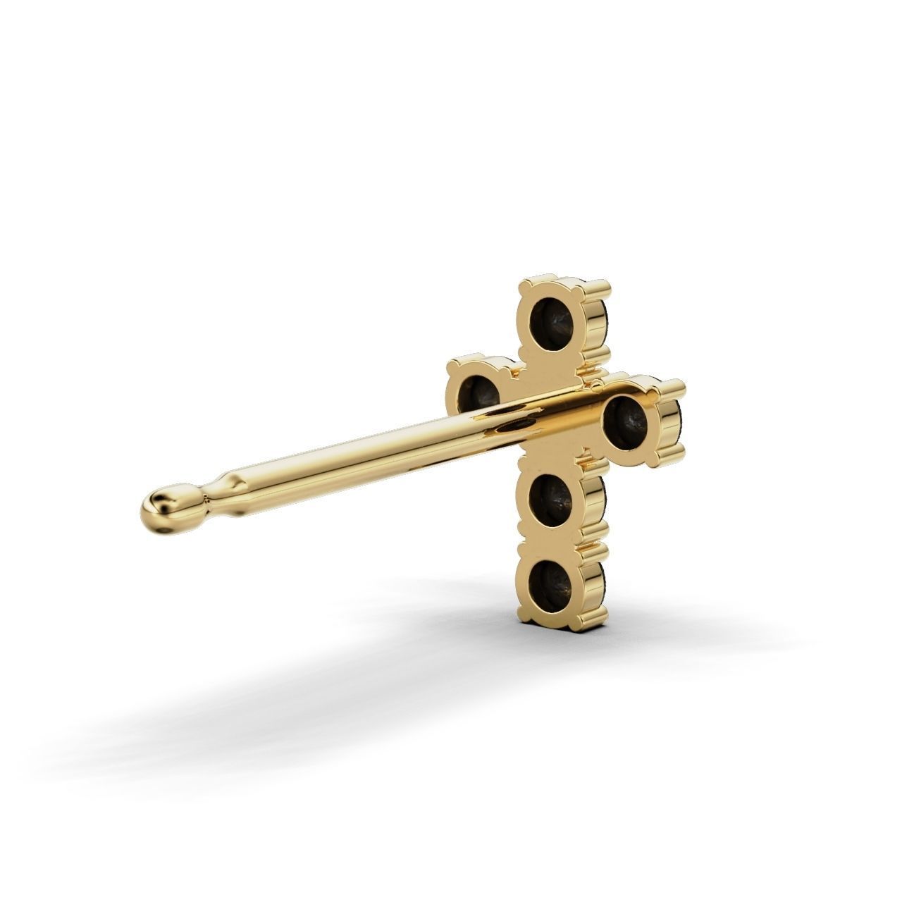 Earring cross round stone 2mm 3D print model_3