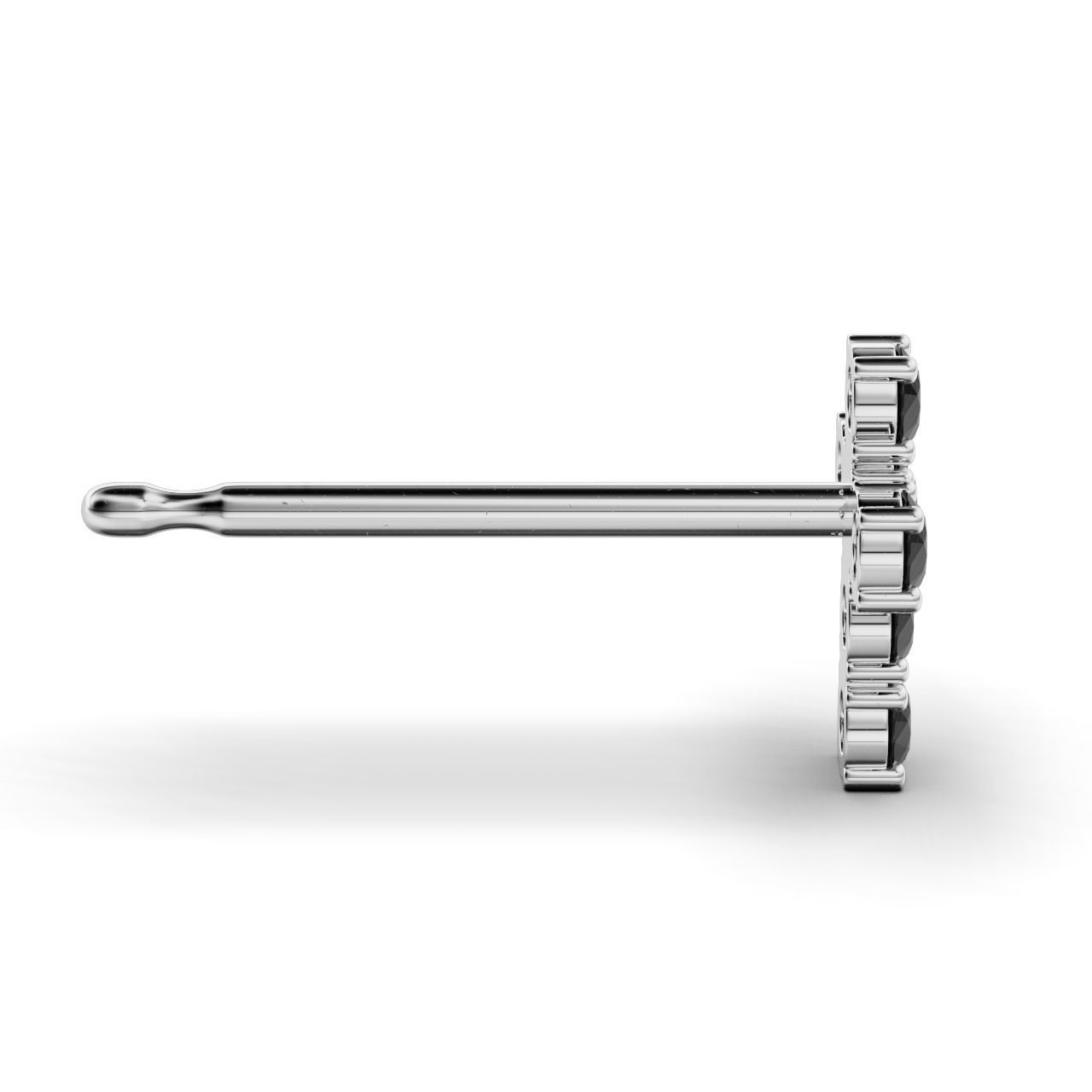 Earring cross round stone 2mm 3D print model_12