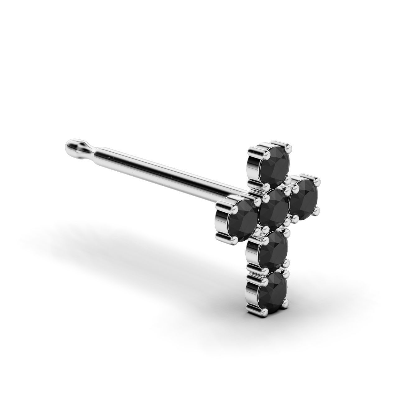 Earring cross round stone 2mm 3D print model_2