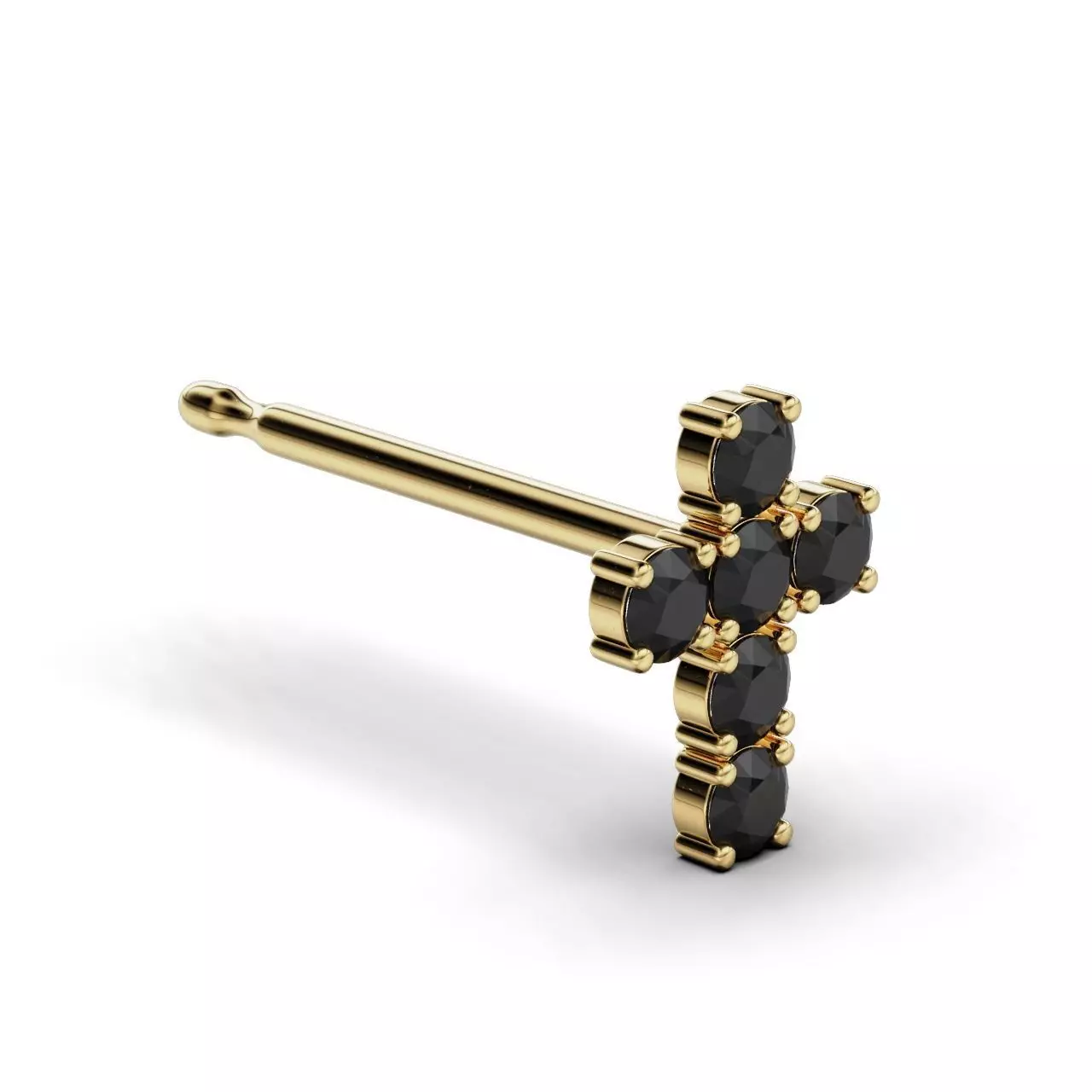 Earring cross round stone 2mm 3D print model_0