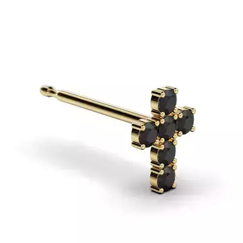 Earring cross round stone 2mm