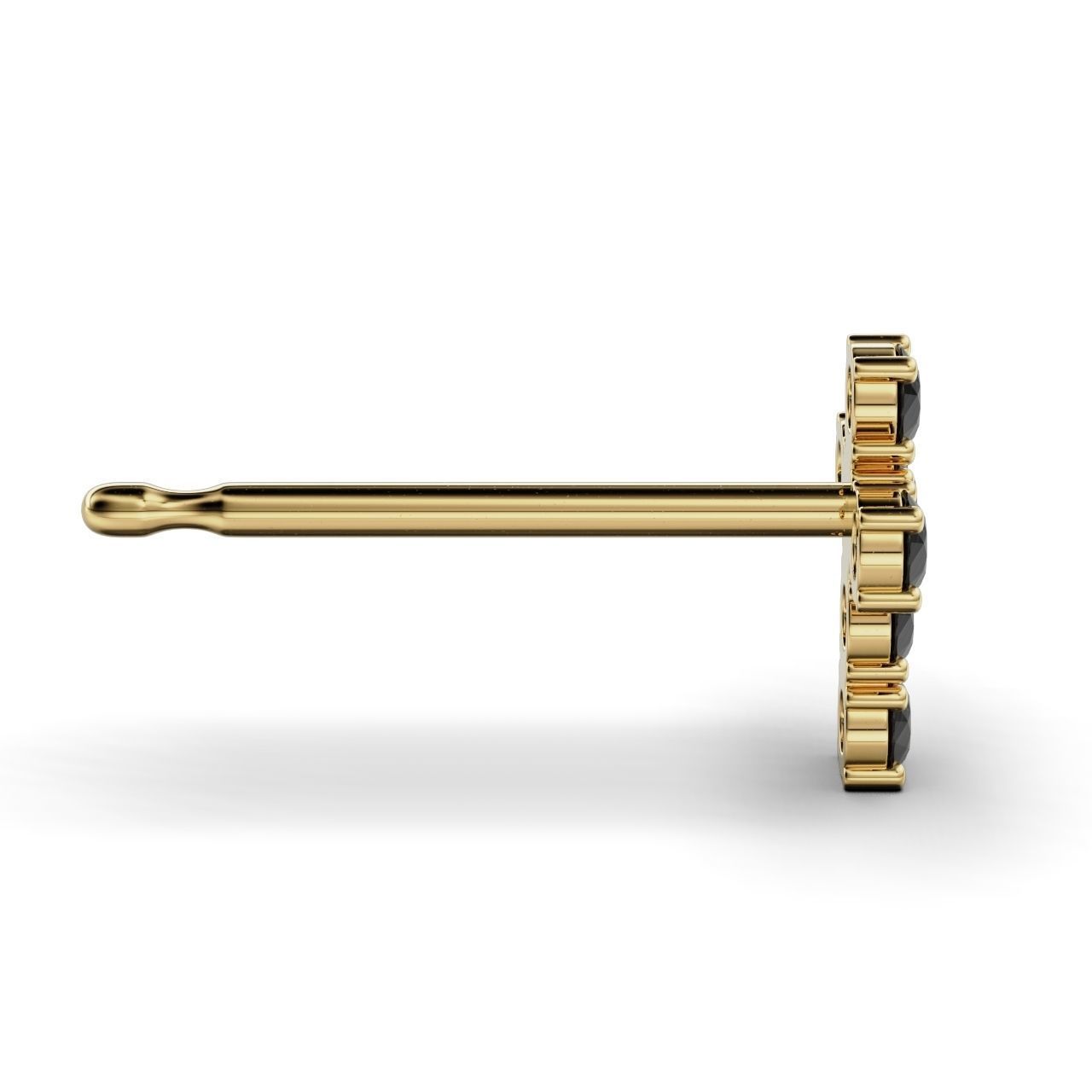 Earring cross round stone 2mm 3D print model_13