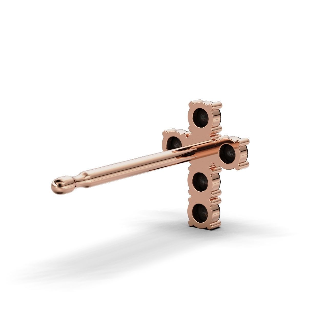 Earring cross round stone 2mm 3D print model_5