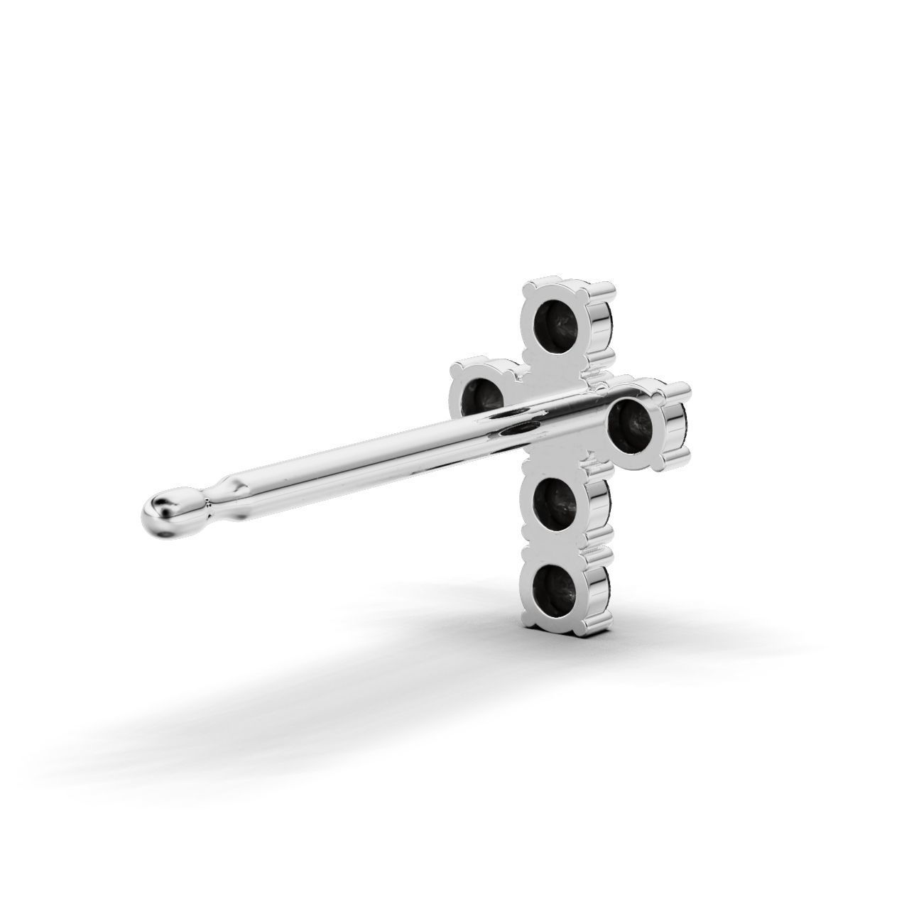 Earring cross round stone 2mm 3D print model_4