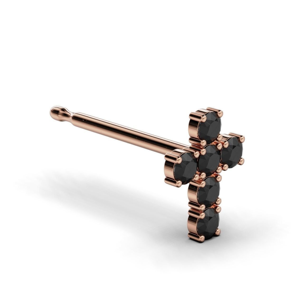 Earring cross round stone 2mm 3D print model_1