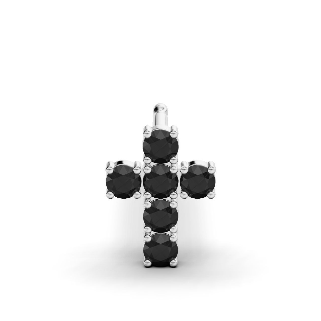 Earring cross round stone 2mm 3D print model_9