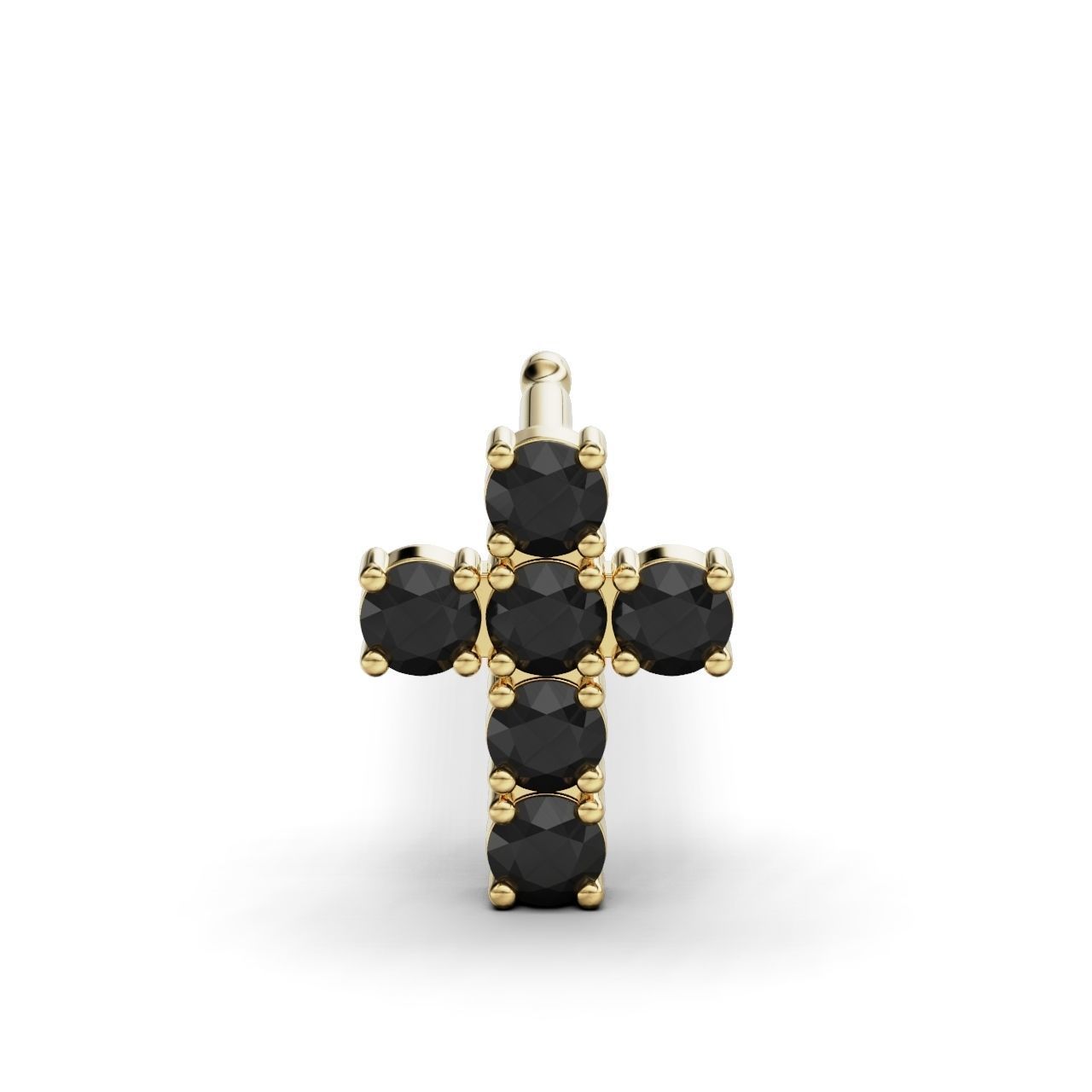 Earring cross round stone 2mm 3D print model_10