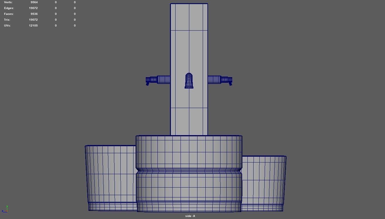 Low Poly Fountain set of wooden buckets Low-poly 3D model_14