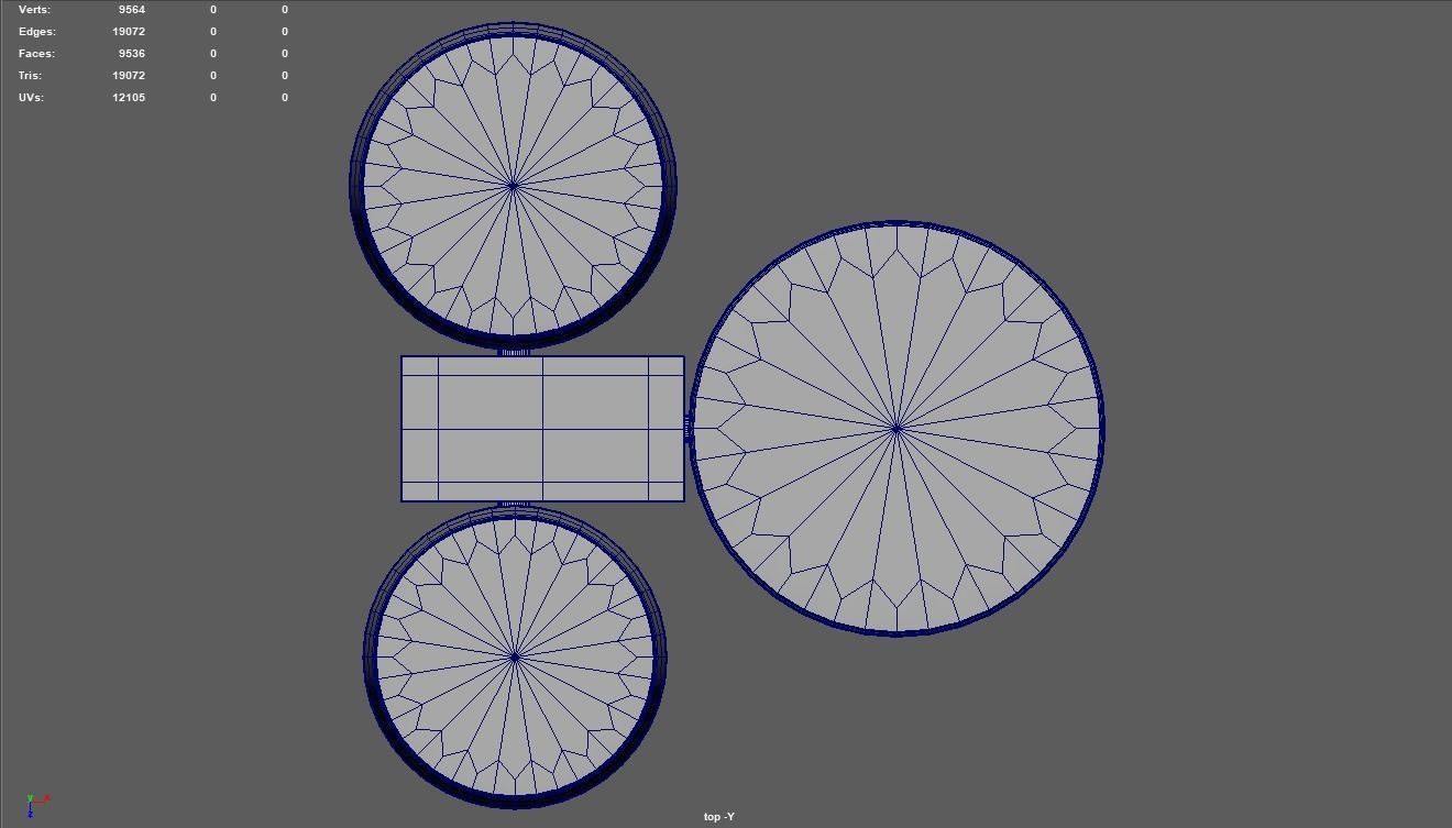 Low Poly Fountain set of wooden buckets Low-poly 3D model_11