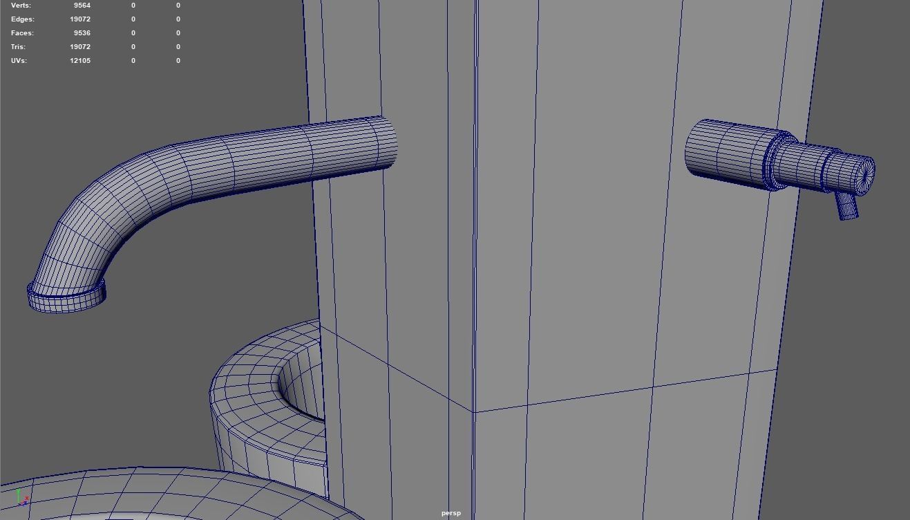 Low Poly Fountain set of wooden buckets Low-poly 3D model_15