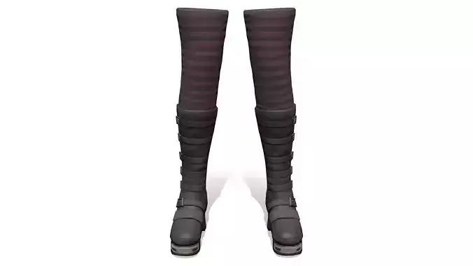 Flat Punk Boots With Striped Stockings