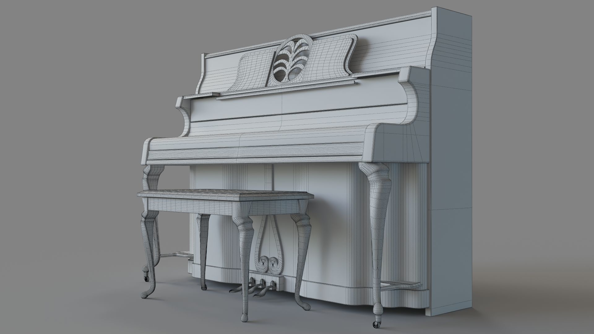 Musical Instrument Upright Piano 3D model_5