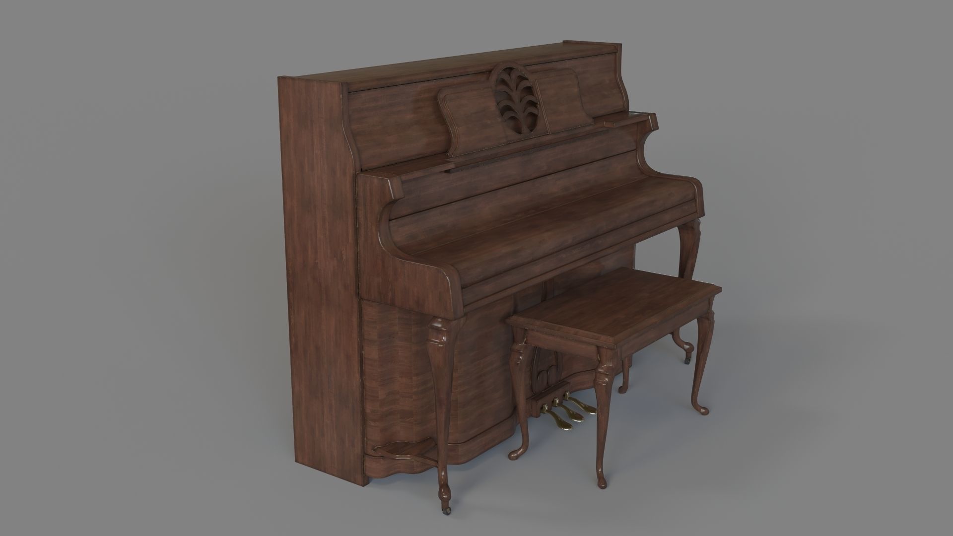 Musical Instrument Upright Piano 3D model_2