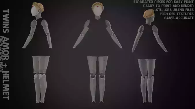 Atomic Heart Twins Full Armor and Helmet for Cosplay 3D Model Collection