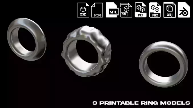 3 printable ring models