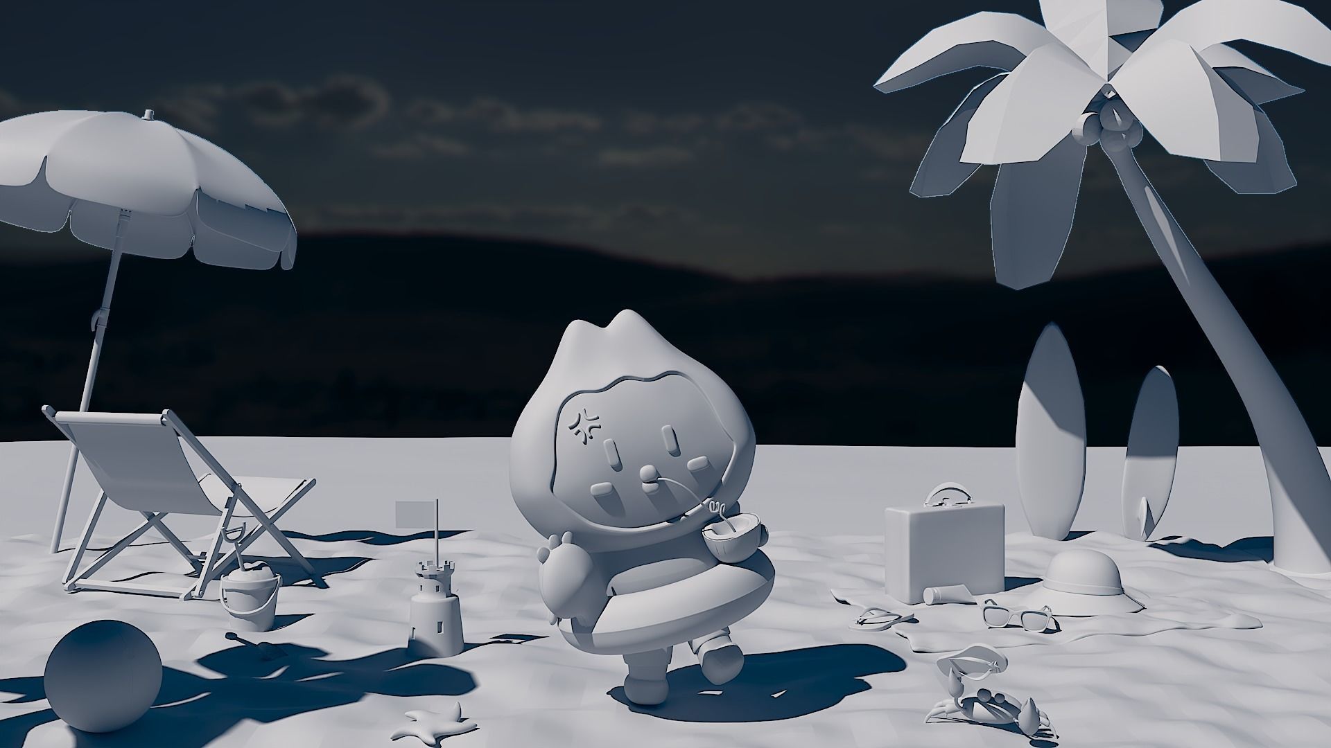 3D beach animal crossing character on Low-poly 3D model_5