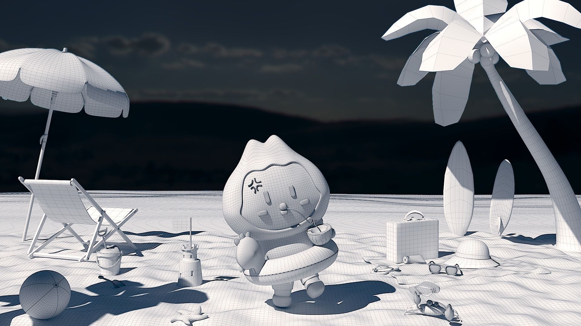 3D beach animal crossing character on Low-poly 3D model_6