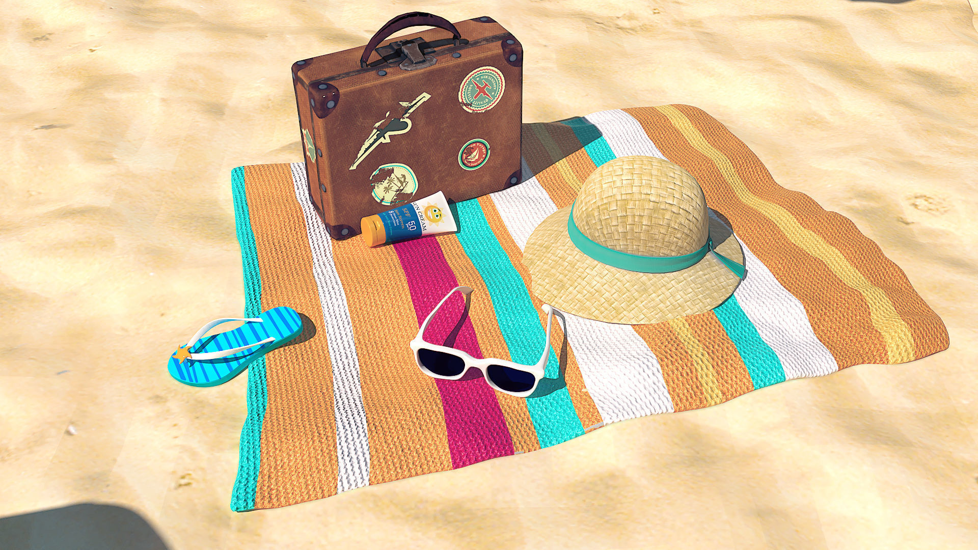 3D beach animal crossing character on Low-poly 3D model_2