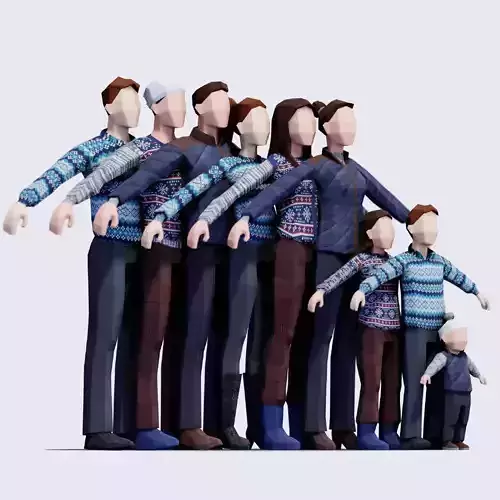 Autumn People - Animated and Rigged Low-poly 3D model
