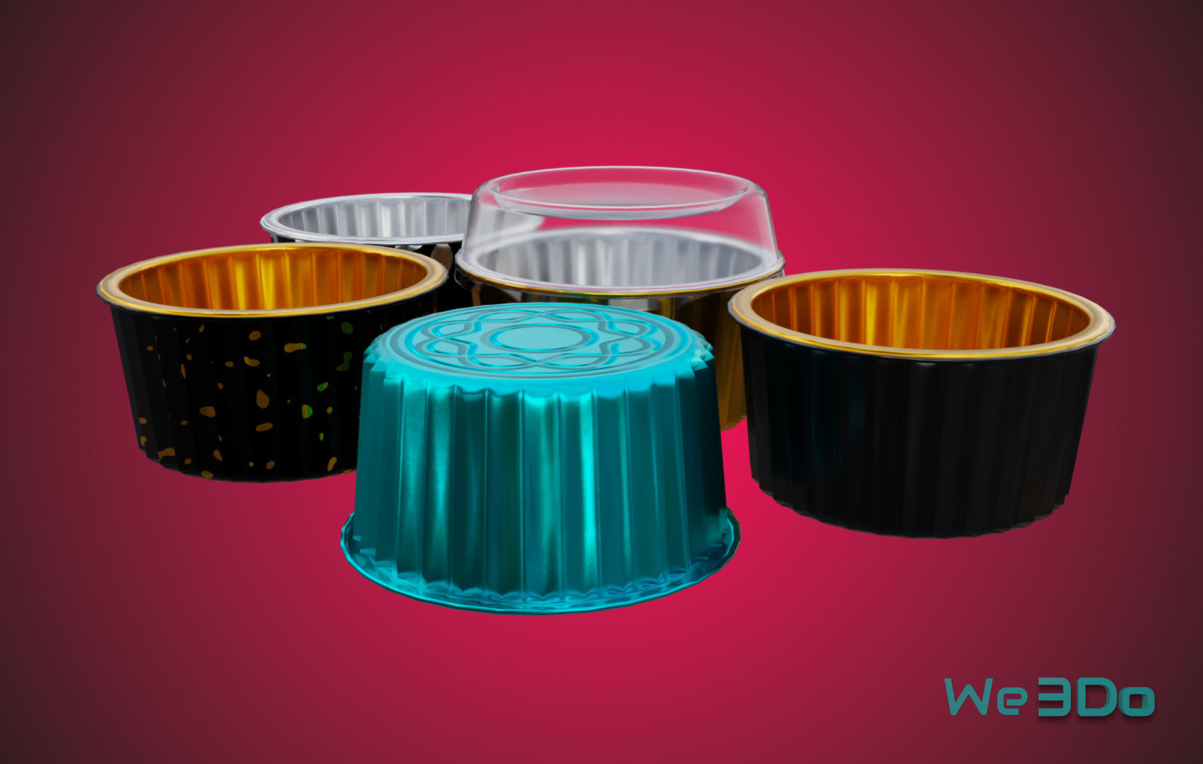 Gold Aluminum Food Container Low-poly 3D model_1