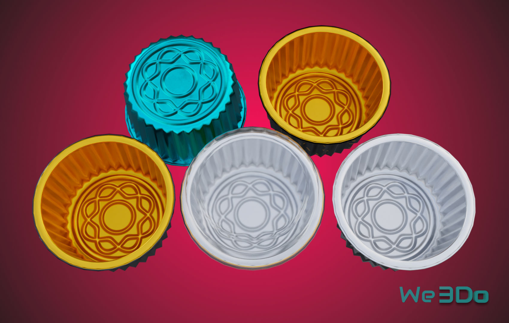 Gold Aluminum Food Container Low-poly 3D model_6