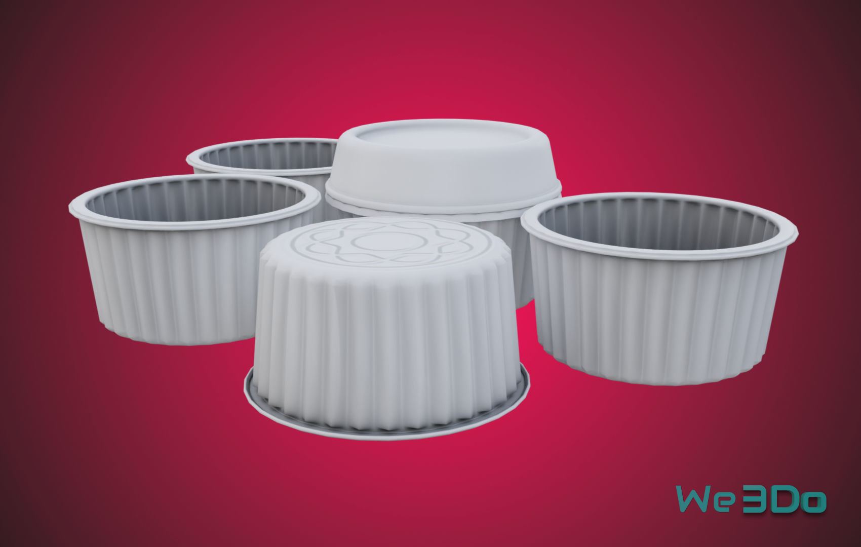 Gold Aluminum Food Container Low-poly 3D model_8