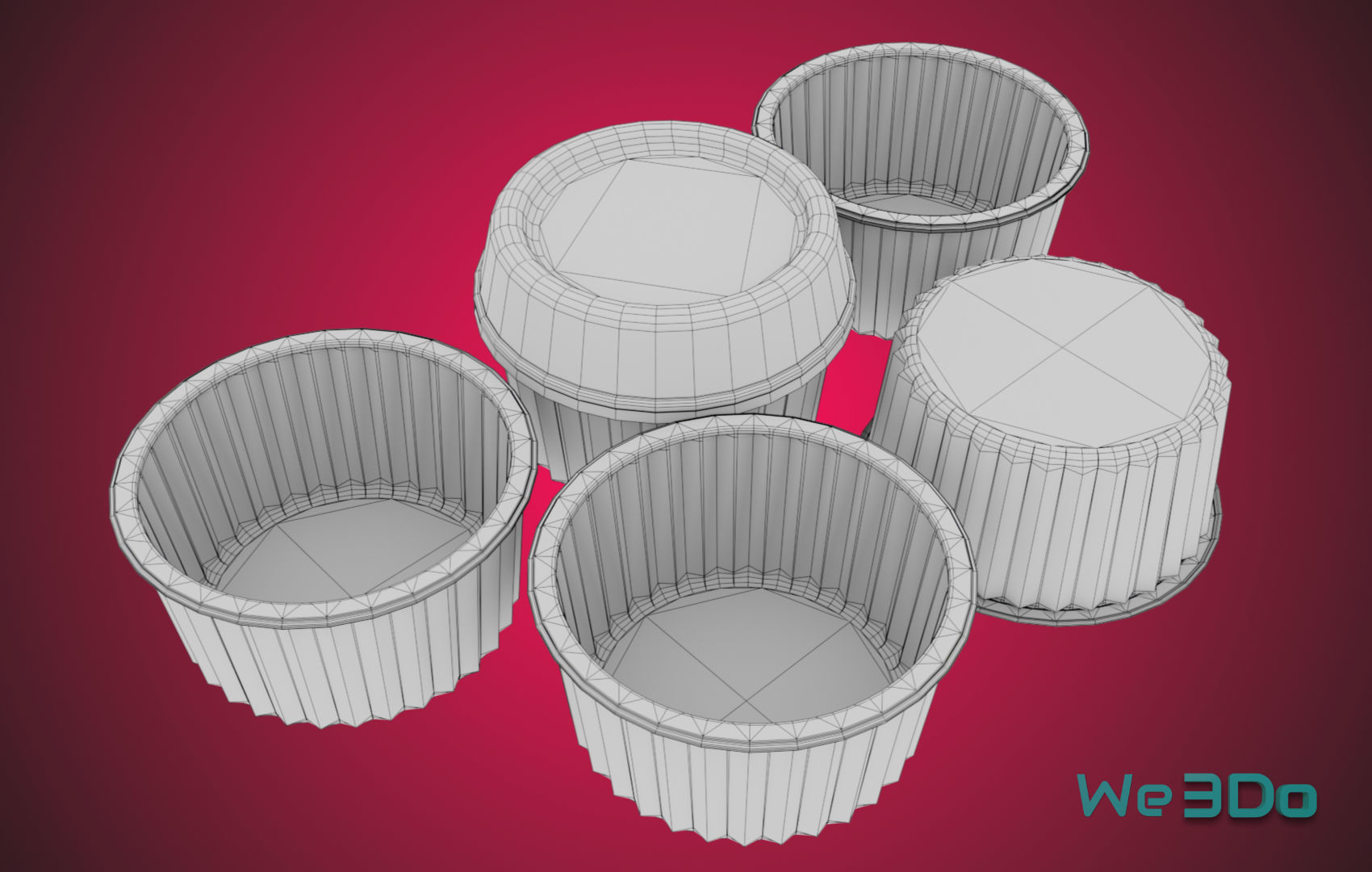 Gold Aluminum Food Container Low-poly 3D model_25