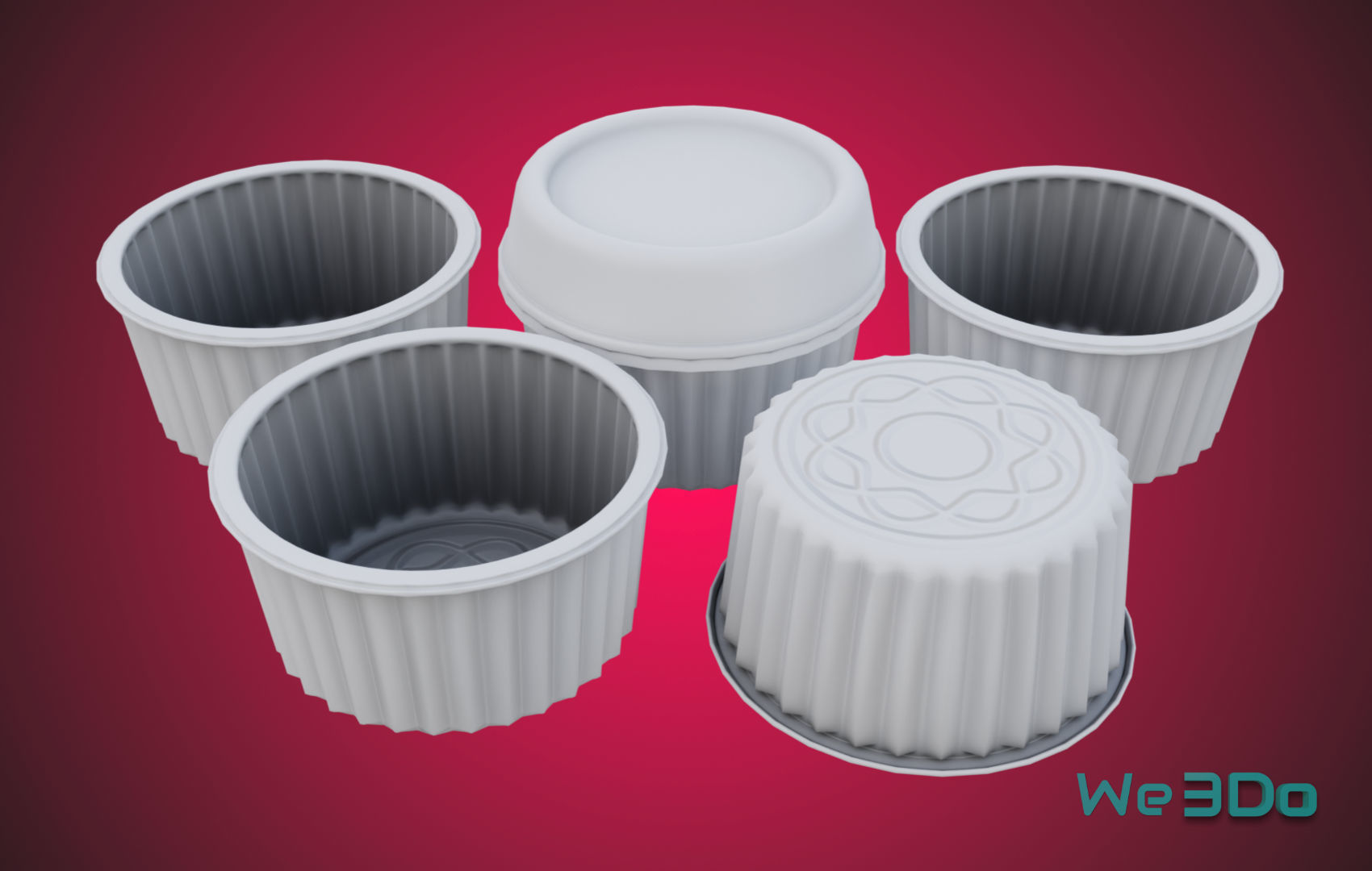 Gold Aluminum Food Container Low-poly 3D model_10